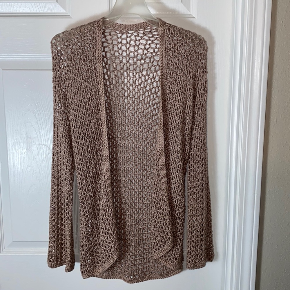 Hand Knit Crochet open front Cardigan size medium